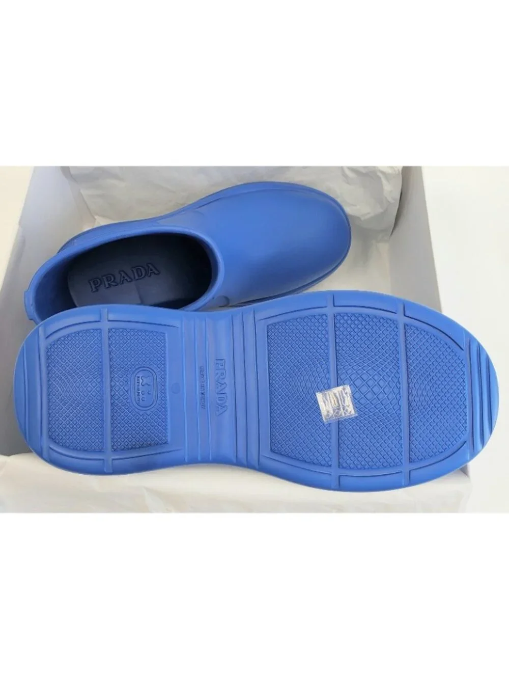 PRADA Mellow Men's Logo Ankle Rain Boots Blue Size 43 / US 10 - Italy Made